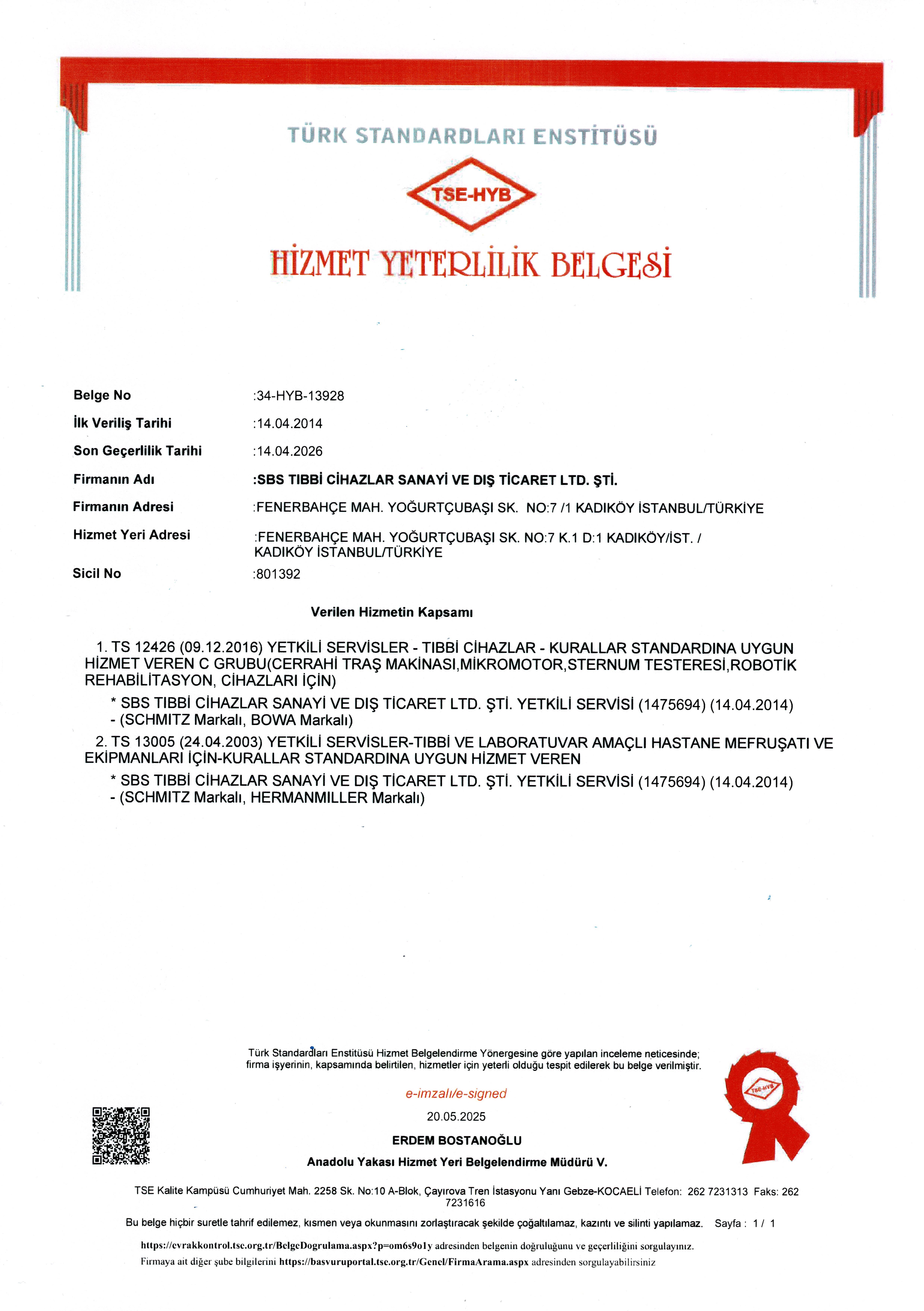 TSE Hizmet Yeterlilik